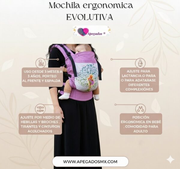 Mochila ergonómica evolutiva 3 en 1 lisa - Image 3