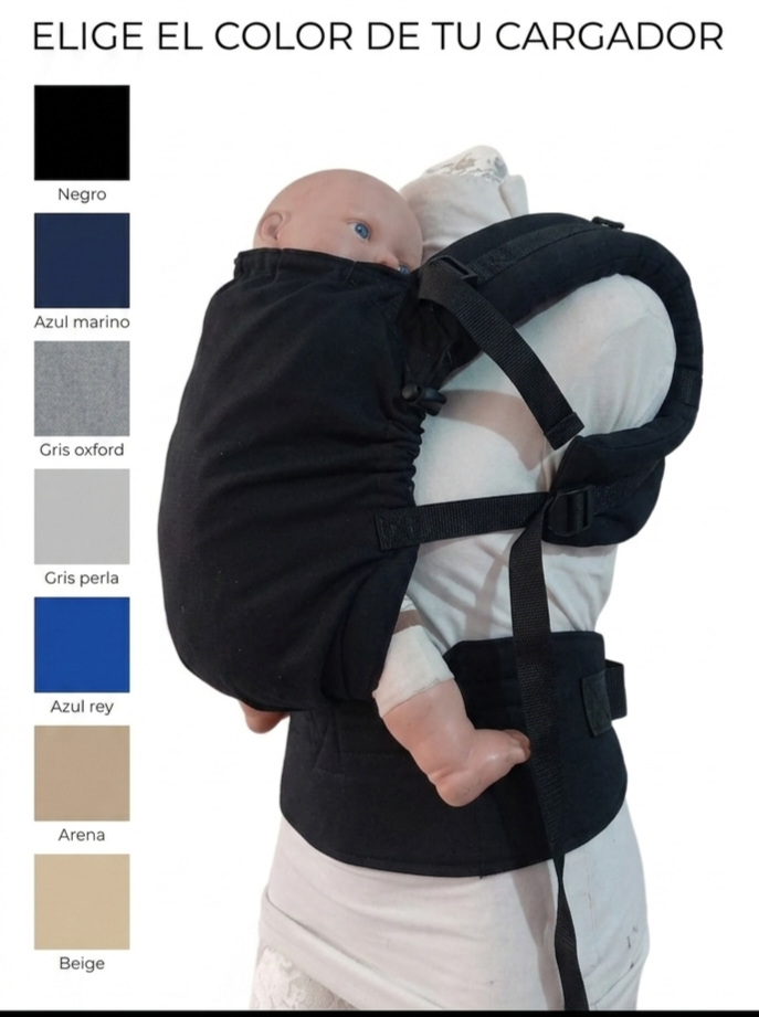 Mochila ergonómica evolutiva 3-4 meses a 3 años algodón lisa. Elige color