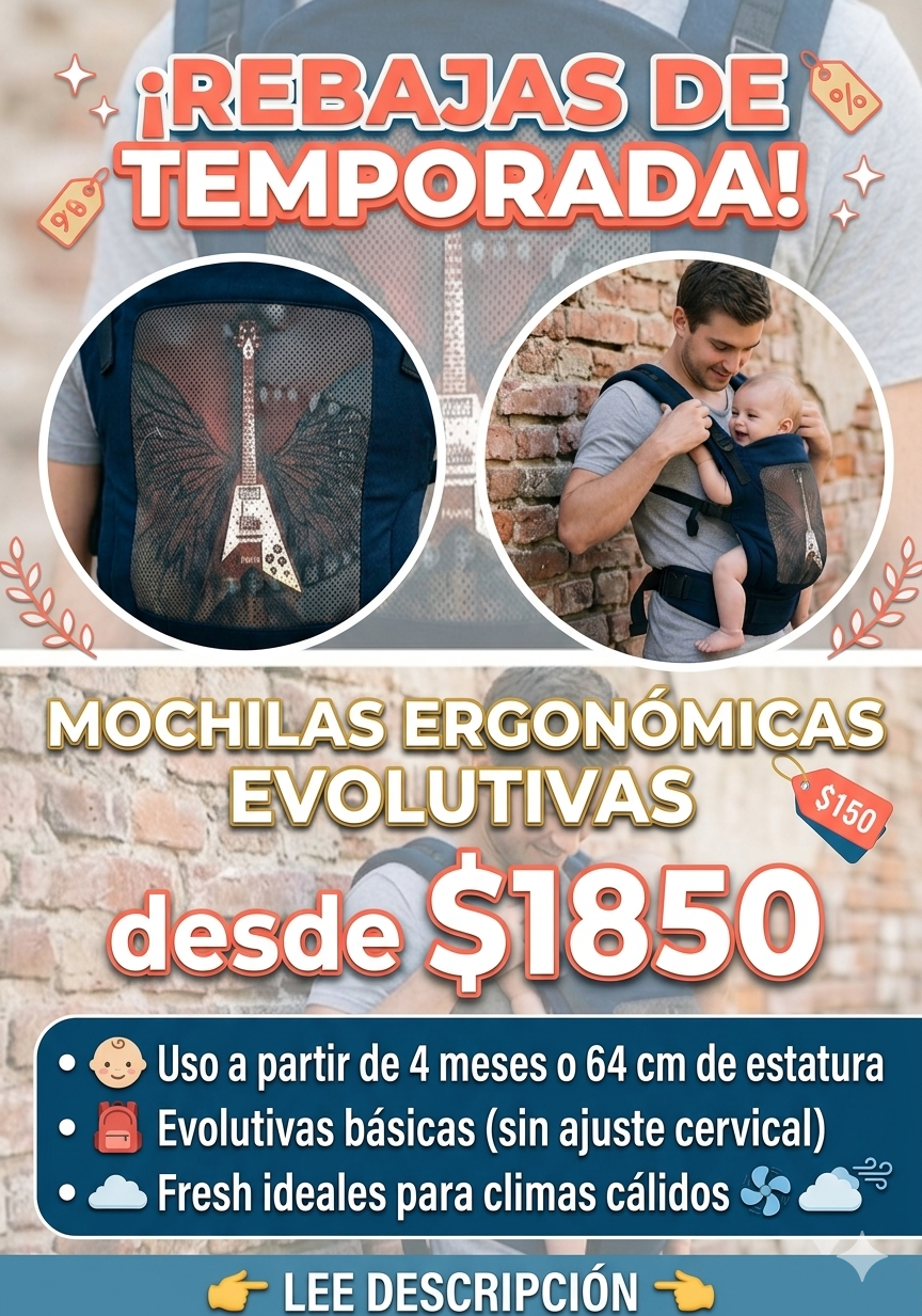 Promoción Mochila ergonómica evolutiva basica (bebés 4 meses a 3 años aprox).