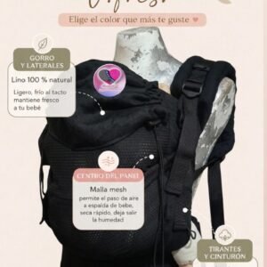 Mochila ergonómica evolutiva Eca Plus lino 100% semi