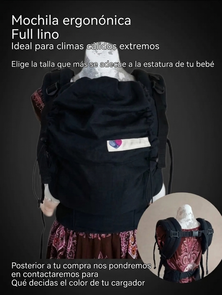 Mochila ergonómica evolutiva full lino - climas extremos 🔥